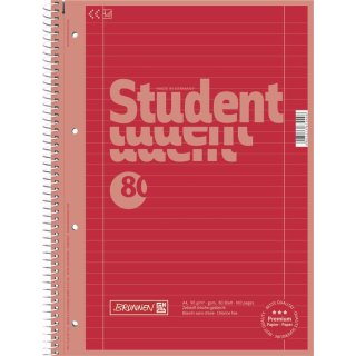 Premium-Collegeblock Student,verschiedene Farben, A4 80 Blatt Lin27 = liniert mit beidseitigem Rand 90g/m²