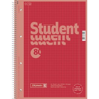 Brunnen Collegeblock Student, verschiedene Farben, A4 80 Blatt Lin28 =kariert mit beidseitigem Rand 90g/m²