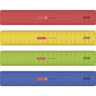 Lineal Flexi transparent, beidseitige Skala / 1 Seite für Linkshänder