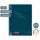 BRUNNEN Collegeblock A4 kariert Lineatur 28, 80 Blatt, 90 g/m², Denim