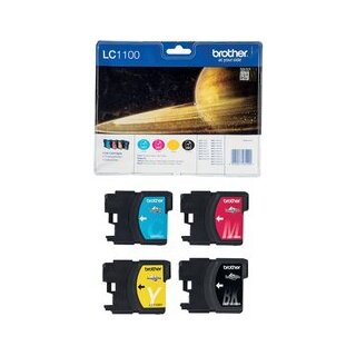 Brother LC-1100 Tintenpatronen Schwarz, Cyan, Magenta, Gelb, Value Pack, Schwarz ca. 450 Seiten, Farben je ca. 325 Seiten - Original