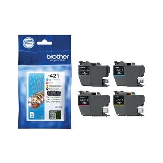 Brother LC-421VALDR Tintenpatronen Value Pack, cyan, magenta, gelb, schwarz
