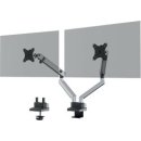 Monitor Halter mit flexiblen Armen für 2 Bildschirme, inklusive individueller Befestigungsmöglichkeit mittels Tischdurchführung und Tischklemme