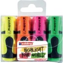 Mini-Highlighter e-7, 4er Etui, neon, gelb, orange, pink...