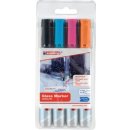 Glasboardmarker 95, 4er Set, 1,5 - 3 mm, Rundspitze, trocken abwischbar, Farben: schwarz, hellblau, pink, orange
