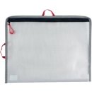 Bungee-Bag, A4, PVC-frei, transpatent/grau/rot, 2 rote Halteschlaufen zum Aufhängen