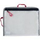 Bungee-Bag, A5, PVC-frei, transpatent/grau/rot, 2 rote Halteschlaufen zum Aufhängen