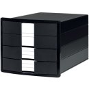 Schubladenbox IMPULS, schwarz, 3 geschlossene Schübe, inkl. Einsatz