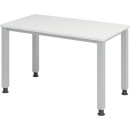 Schreibtisch QS612, 4-Fuß, höhenverstellbar, 1.200 x 670 x 685-810 mm, weiß/silber