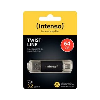 Speicherstick Twist Line USB 3.2 TypeC, 64 GB, anthrazit