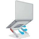 Multiwinkel-Laptopständer Ergo, für 13 - 15 Zoll, verstellbar in 6 verschiedene Hohen und Winkel kombinationen, rutschfeste Gummifüße, Maße: 258 x 45 x 253 mm, weiß