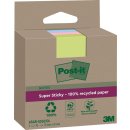 Recycling Notes Post-it Super Sticky, 76 x 76 mm, 1 Pack = 3 Blöcke, farbig sortiert