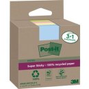 Recycling Notes Post-it Super Sticky, 47,6 x47,6 mm, 1 Pack = 4 Blöcke, farbig sortiert