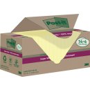 Recycling Notes Post-it Super Sticky, 76 x 76 mm, 1 Pack = 18 Blöcke, gelb