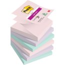 Haftnotiz Super Sticky Z-Note, 76 x 76 mm, 6 x 90 Blatt, 6 Block, Soulful Collection: je 2 Block rosa, flieder, mint