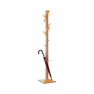 Garderobenständer Wood Range Modell « A », orange, 6 +2 Haken, integrierter Schirmständer, Höhe: 178 cm