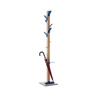 Garderobenständer Wood Range Modell « A », blau, 6 +2 Haken, integrierter Schirmständer, Höhe: 178 cm