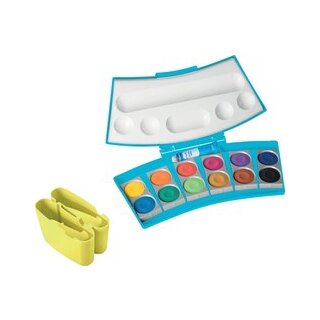 Deckfarbkasten Pelikan ProColor 735PC / 12, 12 Farben, türkis / neongelb