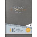 10-Jahreskalender, DIN A4, 2024-2033, 1 Seite = 1 Tag, 21 x 29,7 cm, 416 Seiten, 90g/qm, Kunstleder-Einband, Fadenheftung, 2 Zeichenbänder, grau