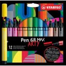STABILO Pen 68 MAX, 12er Etui ARTY, mit Keilspitze,...