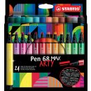 STABILO Pen 68 MAX, 24er Etui ARTY, mit Keilspitze,...
