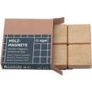 Holz-Magnet, quadratisch, 33x33x9mm, Haftkraft: 20 Blatt (A4, 80g/qm), Packung à 4 Stück