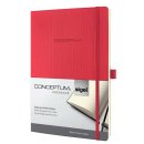 Notizbuch Conceptum, 80g/qm, Softcover, liniert, Stiftschlaufe, nummerierte Seiten, Inhaltsverzeichnis, Gummibandverschluss, red