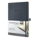 Notizbuch Conceptum, 80g/qm, Softcover, kariert, Stiftschlaufe, nummerierte Seiten, Inhaltsverzeichnis, Gummibandverschluss, dark grey