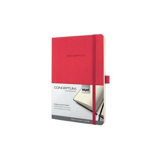Notizbuch Conceptum, 80g/qm, Softcover, kariert, Stiftschlaufe, nummerierte Seiten, Inhaltsverzeichnis, Gummibandverschluss, red