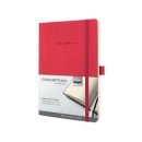Notizbuch Conceptum, 80g/qm, Softcover, kariert, Stiftschlaufe, nummerierte Seiten, Inhaltsverzeichnis, Gummibandverschluss, red