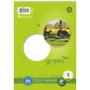Green Spiralblock, Lin1, DIN A5, 40 Blatt, 70 g/qm, 5/5/5 mm, liniert, farbig