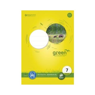 Green Schulblock Lin7, DIN A4, 50 Blatt, 70 g/qm, 7 mm, kariert, 4-Loch
