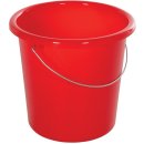 Haushaltseimer, 10 Liter, rot, mit Metallbügel und Maßeinheit, Siebdruck möglich