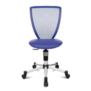 Topstar Drehstuhl Junior Titan, silber/blau, ohne Armlehne, max. Nutzergewicht 60 kg, optimale Anpassung an Körpergröße, hohe Rückenlehne mit Netzbezug