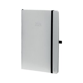 Chronobook Black & White, DIN A5, 2024, Wochenplan, 1 Woche / 2 Seiten, Softcover, Leinenprägung, weiß