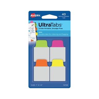 Haftstreifen UltraTabs Neon 25,4 x 38 mm, 1 Pack = 40 Haftstreifen Lasche Neon: grün, pink, orange, gelb