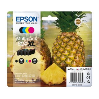 Epson 604XL Tintenpatronen Multipack, Schwarz, Cyan, Magenta, Gelb, Schwarz 8,9 ml, Farben je 4 ml - Original