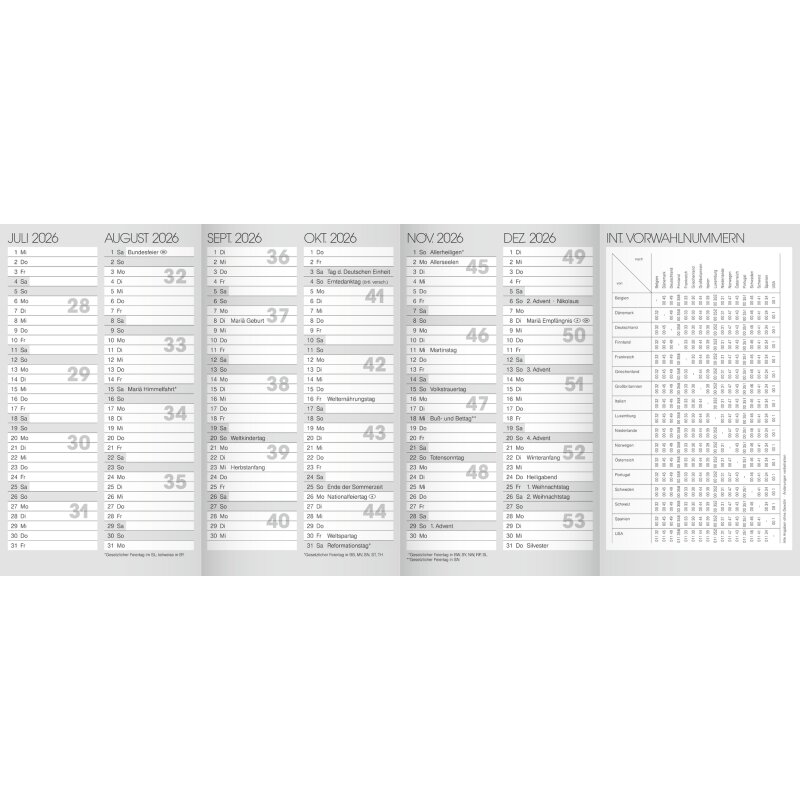 Wochensichtkalender Jahresübersicht 2026 - Bürofachhandel, 1,99