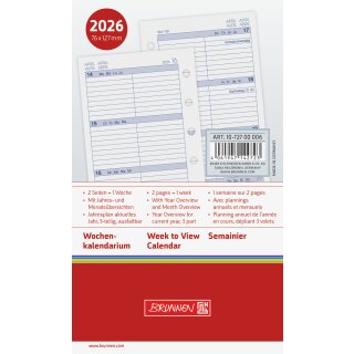 Timereinlage 2026 mini+, 2 Seiten=1Woche, 13,2 x 7,8cm