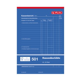Kassenberichtsblock 501, DIN A5, 50 Blatt