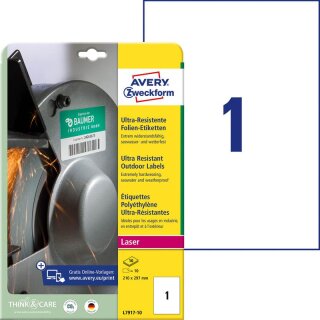 Avery Zweckform Etiketten Ultra-Resistente Folienetiketten 210 x 297 mm