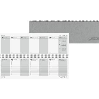 Querkalender 2025 42x13,7cm 2 Seiten =1 Woche 112 Seiten, Deckel grau