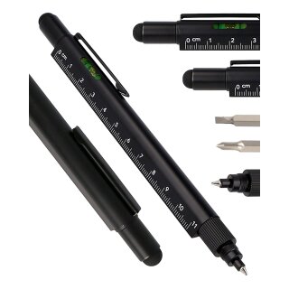 Multifunktionsstift 6-in-1 Kugelschreiber und Werkzeug Toolpen schwarz
