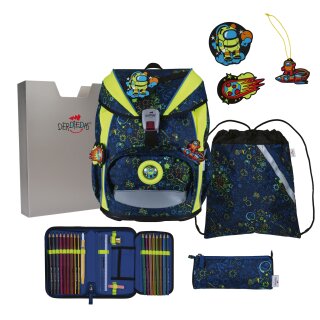 DerDieDas Schulranzen-Set ErgoFlex Light Neon Crazy