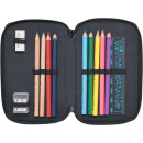 Beckmann 3-Fach Federtasche Pixel mit Inhalt