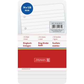 Ringbucheinlage Notizen liniert A7 50 Blatt 6-fach Lochung liniert