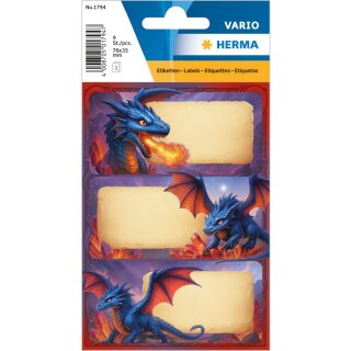 HERMA Buchetiketten Dragon 7,6 x 3,5cm VE=9 Aufkleber
