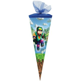 Nestler Schultüte Geschwistertüte Blockcape 35cm mit Tüllverschluss rund