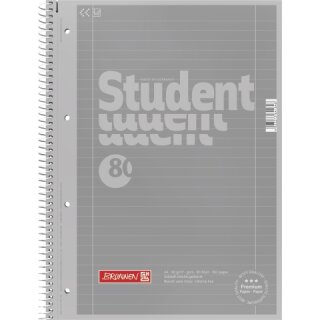 BRUNNEN Collegeblock A4 liniert Lineatur 27, 80 Blatt, 90 g/m², Silver