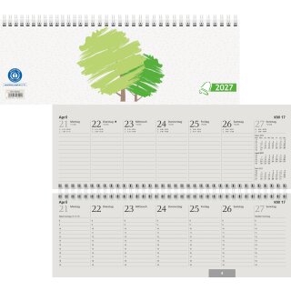 Querkalender 2027 GLOCKEN UWS aus Recyclingpapier – 2 Seiten je Woche